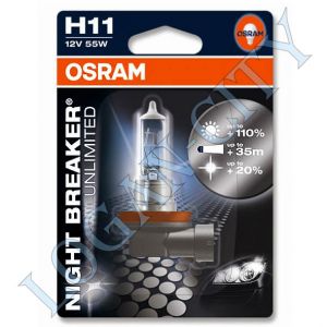 Лампа H11 Osram 55+110% (64211 NBU-01B) Night Breaker Unlimited ― Logan-city - магазин запчастей на Renault Logan, Sandero, Duster, Lada Largus